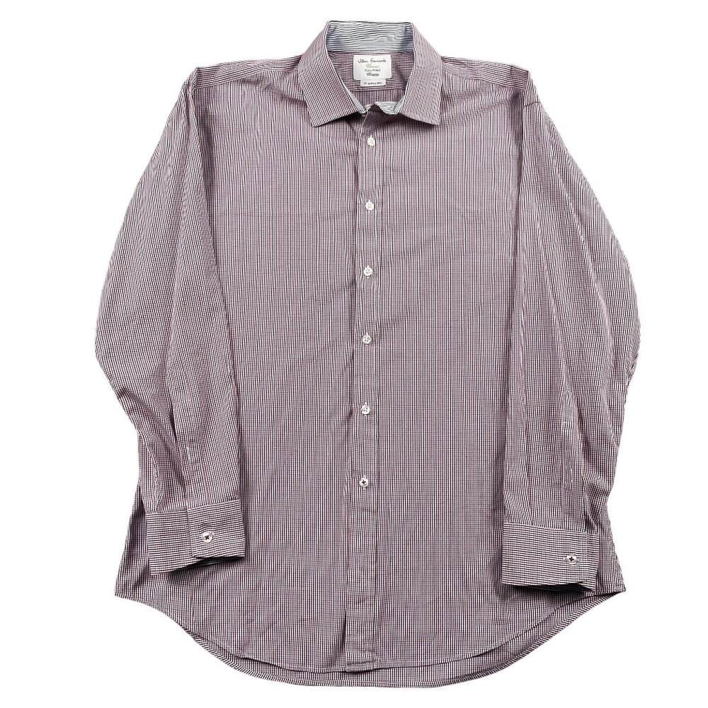 TM Lewin John Francomb Dress Shirt Mens 17 34.5 Fully Fitted Red White Blue